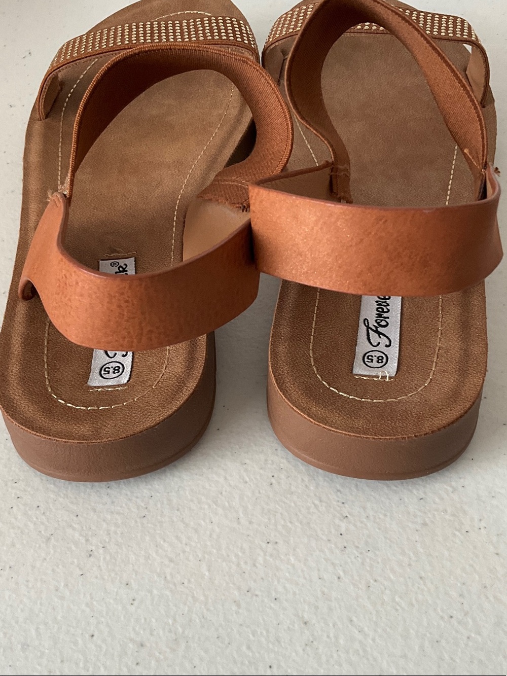 Forever Link Brown Studded Slingback Sandals - Picture 4 of 5